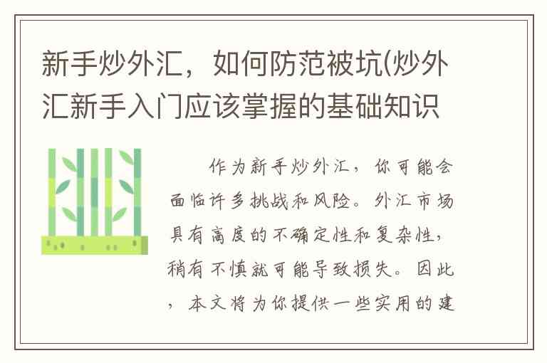 新手炒外汇，如何防范被坑(炒外汇新手入门应该掌握的基础知识)