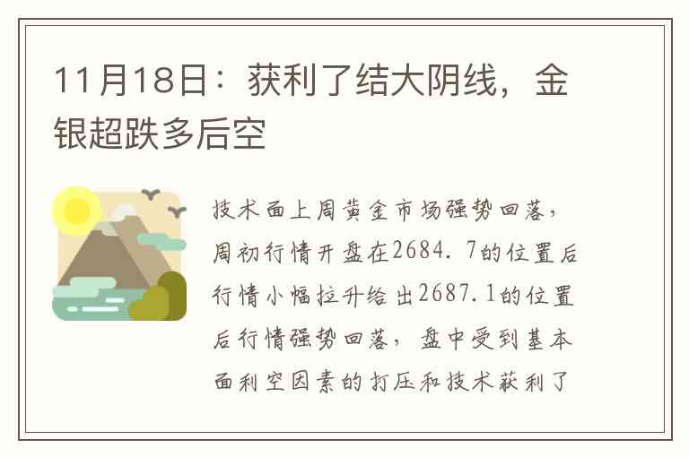11月18日：获利了结大阴线，金银超跌多后空